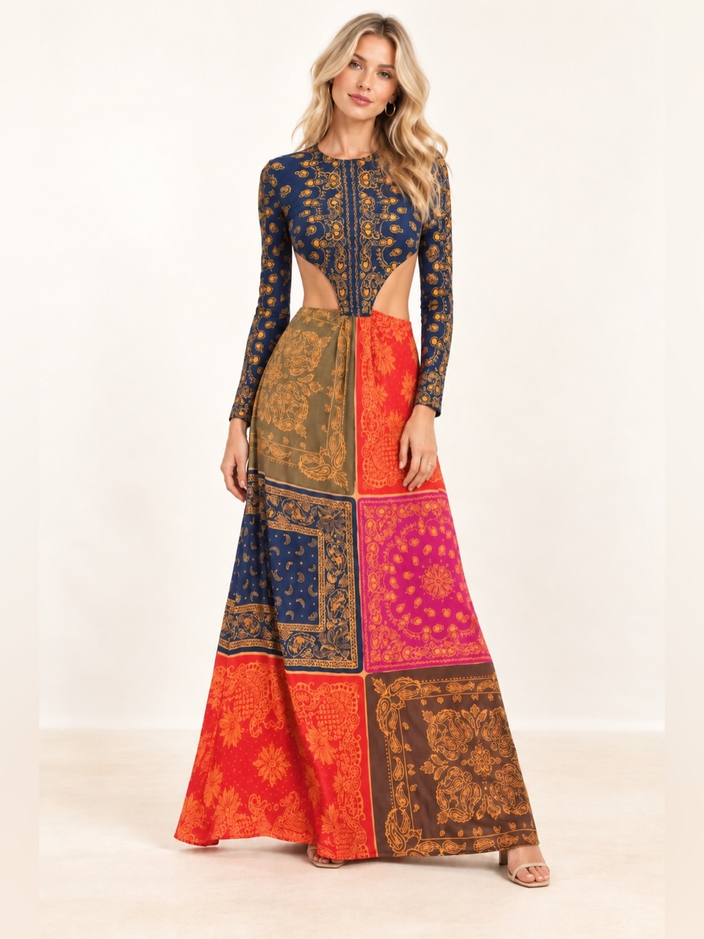 Multicolour Bandana Dream Cut-Out Maxi-Dress by FARM RIO size xs